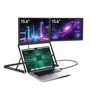 Moniteur portable double sans pilote OEM 15,6 pouces 1080P IPS pliable, extension d'écran d'ordinateur portable, Type-C HDMI, haut-parleur intégré - Product Image 1