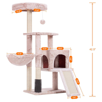 Fabricant d'arbre à chat en peluche rose crème de luxe personnalisé vente en gros de grande tour d'arbre à chat robuste meilleur vendeur grattoir pour chats