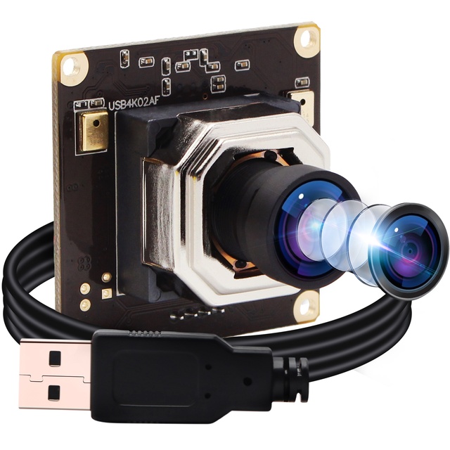 ELP 4K Ultra HD 8MP CMOS USB Camera Module IMX415 Sensor Autofocus No Distortion Lens Plug & Play UVC for Lightburn