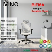 Chaise de bureau ergonomique en maille à dossier haut, inclinable, accoudoirs à commande filaire 4D, pivotante, avec verrouillage d'inclinaison, vérin à gaz classe IV, pour bureau à domicile, certifiée BIFMA