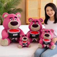 Nouvelle Peluche Ours Fraise Brodé Super Doux en Coton PP, Cadeau Unisexe Saint-Valentin Anti-Stress 30CM-70CM 14 Ans