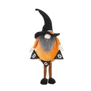 Juego DB de 2 estatuas de gnomos naranjas de Halloween de 6,3x4,3x16 \ "con gnomo negro y soporte para pancarta decoraciones de pie de tela - Product Image 2
