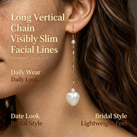 Pendientes Colgantes de Perlas y Conchas con Cadena Larga de Acero Inoxidable con Baño de Oro PVD de 18K, Románticos y Elegantes, Regalo de Joyería, Venta al por Mayor BSCI