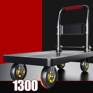 Chariot à main à plateau plat en acier durable à 4 roues, en métal et en caoutchouc, avec personnalisation OEM pour la logistique et le transport - Product Image 2