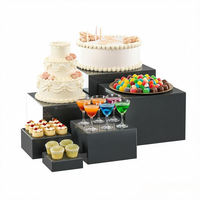 Présentoir noir pour buffet, traiteur, desserts, bijoux, objets de collection – Boîtes acryliques emboîtables en forme de cube avec fonds creux