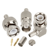 Conector BNC de Ángulo Recto para Cable Coaxial RG58, Conector de Antena RF de 50Ω, Tipo Macho y Hembra