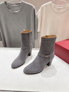 Botines con Tacón de Bloque y Correa con Hebilla, con Cremallera Lateral para Mujer, para Uso Diario Formal y Estilo Urbano, Estilo Valentino - Product Image 2