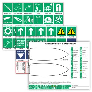 Autocollants de sécurité personnalisés en PVC écologique pour plans d'urgence, marqueurs de localisation et signalisation pour navires, bateaux et embarcations marines - Product Image 1
