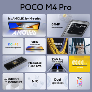 Xiaomi <span class=keywords><strong>POCO</strong></span> <span class=keywords><strong>M4</strong></span> <span class=keywords><strong>Pro</strong></span> 4G versione globale Smartphone 6GB 128GB/ 8GB 256GB NFC Helio G96 Octa Core 90Hz 33W fotocamera <span class=keywords><strong>Pro</strong></span> 64MP - Product Image 6