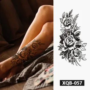 Sexy Flower Temporary Tattoo Female Body Art Drawing Arm And Leg Tattoo Decal Realistic Black Rose Waterproof Tattoo