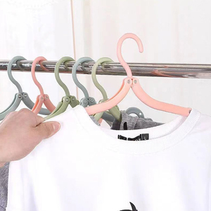 Folding Travel <b>Hangers</b> Portable Random Color Plastic Non Closet Drying Rack Space Saving Home for Dress Pants Suit - Product Image 4