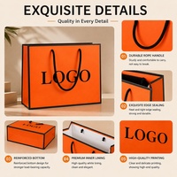 Sac en Papier de Luxe Personnalisé avec Logo pour le Branding, Emballage Cadeau Orange et Noir Imprimé de Qualité Supérieure