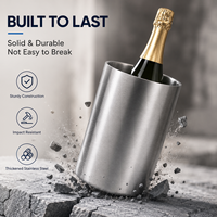 Seau à glace isotherme double paroi en acier inoxydable 1,6 L avec couvercle et poignée renforcée, personnalisable avec logo, pour bar à domicile, restaurant, hôtel