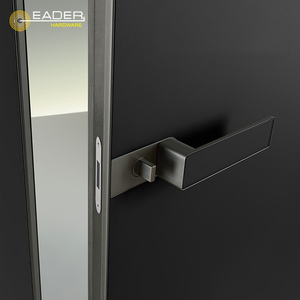 Poignée de porte d'hôtel moderne avec option d'incrustation en bois/cuir/cuir de <span class=keywords><strong>vachette</strong></span>, serrure de porte silencieuse à absorption magnétique - Product Image 4