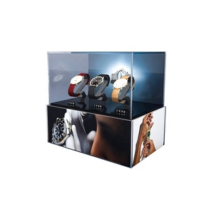 Rechi Tùy Chỉnh Rõ Ràng Acrylic Thông Minh Đồng Hồ Bán Lẻ Hiển Thị Stand Showcase Cho Ba Sang Trọng Cổ Tay Đồng Hồ <span class=keywords><strong>Lucite</strong></span> Lưu Trữ Hiển Thị Hộp - Product Image 1