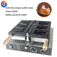 Machine à gaufrettes en forme de Hello Kitty, tête de chat électrique en acier inoxydable, nouvelle, 110/220V, haute productivité, garantie 1 an pour les snack-bars