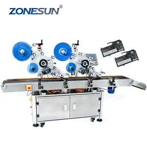 Zonesun ZS-TB831B Hoge Precisie Huisdier Sticker Blikjes Etikettering Machine Op Dozen Prijs Automatische Voor Platte Plastic Flessen
