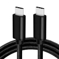Câble usb tressé en Nylon 1M, pour téléphone, 1M, 3ft, 60W, de Type C à type-c, noir, haute qualité, 2 pièces