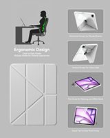 Casing Tablet Folio Anti-Shock Kulit PU dengan Penyangga Multi-Angle dan Bagian Belakang Transparan untuk iPad Air 11 M4 M3 M2 2026-2022 Generasi ke-5 & ke-4 10.9 inci