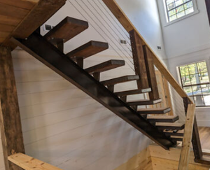 <span class=keywords><strong>Escalier</strong></span> DB Mono Beam | Lisse simple moderne en acier au carbone avec bandes de roulement en bois massif pour intérieurs à <span class=keywords><strong>deux</strong></span> étages - Product Image 2