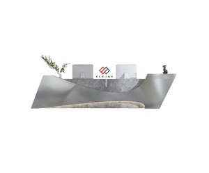 Mostrador de Recepción para Consultorio, Diseño Interior de Belleza, Mostrador de Recepción de Oficina con Frente de Mármol Hecho a Medida de la Mejor Calidad - Product Image 6