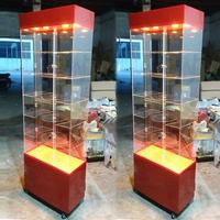 Vitrine rotative en verre personnalisée avec éclairage LED et serrure pour bijoux, montres, cosmétiques, accessoires de téléphonie mobile