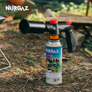 Lanzallamas de mano NURGAZ, antorcha ajustable de alta potencia para acampar al aire libre, encendido de fuego, cuerpo metálico, negro y plateado - Product Image 2