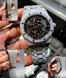 Reloj de Pulsera de Lujo de Acero Inoxidable con Esqueleto de Moissanita, Automático Mecánico Antiguo para Negocios - Product Image 1