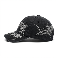 Casquette de baseball gothique en argent métallisé brodé, effet vieilli, pour hommes et femmes, streetwear, hip hop, esthétique sombre, casquette noire de haute qualité