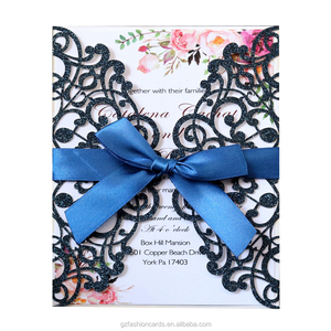 Carte d'invitation scintillante au laser, invitations d'anniversaire personnalisées avec nœud en ruban - Product Image 5