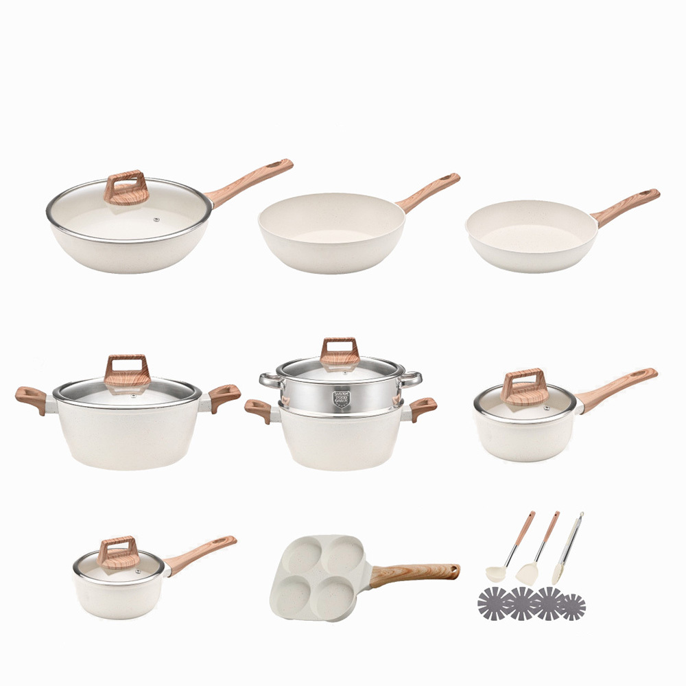 Wholesale High Quality Best Price Luxury White Granite Non Stick Cookware Set Aluminum Cooking Pots and Pans for Kitchen · image 2