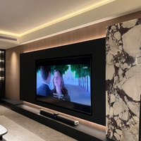 Meuble TV moderne sur mesure pour salon et chambre à coucher avec finition en marbre luxueux en MDF offrant un grand espace de rangement