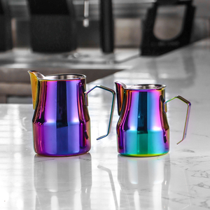 Pichet à lait pour latte art italien avec bec en V, revêtement couleur PVD, 350/500/750 ml, compatible lave-vaisselle, pour barista, expresso, mousse de lait - Product Image 4