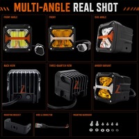 Feux de travail LED 90W en forme de cube, étanches IP67, 12V, 3000K, ambre, DRL, pour tout-terrain, pour 4x4, SUV, extérieur de voiture