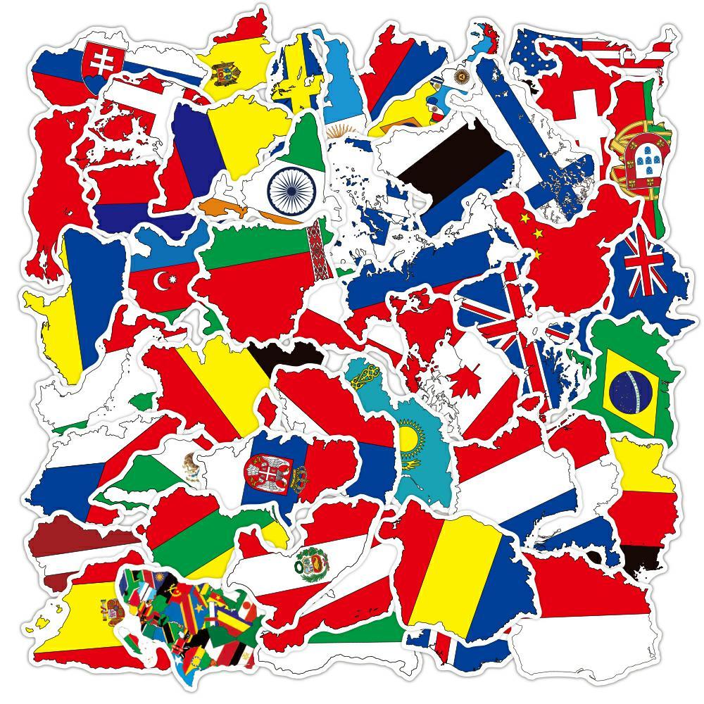 50pcs World Map Stickers - Waterproof & Eco-friendly