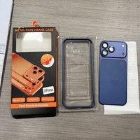 Funda Protectora para Teléfono Móvil con Marco de Color Original para iPhone 16 15, Convertible a 17 Pro Max, Cubierta Esmerilada con Adhesivo Metálico Trasero con Logotipo