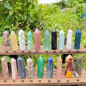 Torre de Cristal de Chakra misterioso, 30 tipos, piedras preciosas, piedra curativa Natural, cristal, torre de Obelisco, punto de varita de cristal