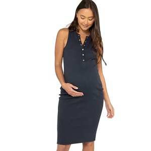 <span class=keywords><strong>3</strong></span> in 1 OEM Factory Modern Women vestiti per la gravidanza maternità Body Con Tank abito da allattamento in cotone a coste - Product Image 2