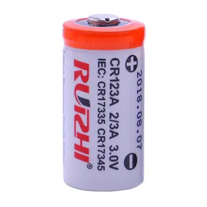 Ruizhi LiMnO2 Batterij 2/3A CR123A CR17335 CR17345 3.0V 1500mA-3000mA 1500Mah Hoge Capaciteit Primaire Lithium Batterij