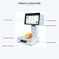 Mesin Kasir Terminal POS Sistem POS All-in-One Layar Ganda 15,6 Inci Timbangan Terintegrasi Printer Terpasang Windows Intel I5
