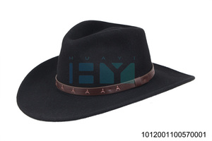 Huayihats 100% lana Color negro tamaño grande Western Cowboy Fedora sombreros hombres con cinturón - Product Image 4