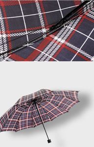 Factory Wholesale 10-Rib Checkered Umbrella Three-Fold Manual Reinforced <b>Folding</b> Umbrella Business Gift Rain Umbrella - Product Image 6