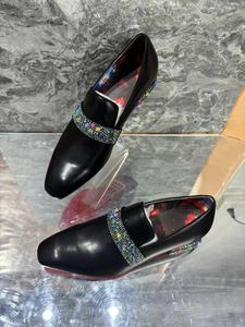 2026 <b>Men</b> Black Crystal Rhinestone Loafers Designer Style Multicolor Slip-On Formal Party Wedding <b>Dress</b> Shoes - Product Image 6