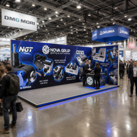 Stand d'exposition modulaire en profilé aluminium de 8 m (26 pi) avec éclairage LED, espace de rangement et porte, pour bannières de salon professionnel