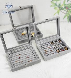 Wholesale multiple use small size ring earring pendant jewelry boxes transparent storage organizer case supplied in stock