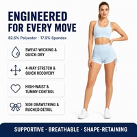Shorts de sport ajustables à cordon latéral, coupe slim, taille haute, pour yoga, doux, extensibles, respirants, pour entraînement quotidien