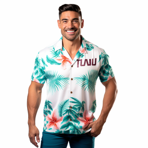 カスタマイズ可能ハワイアンシャツシングルブレストクロージャートロピカルプリント半袖ビーチパーティー用抗しわ夏卸売 - Product Image 5