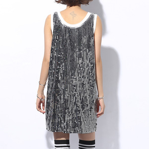 Robe tunique à sequins personnalisée avec numéro d'équipe, sans manches, coupe oversize, tenue de supporter de basketball pour femme, vente en gros - Product Image 5