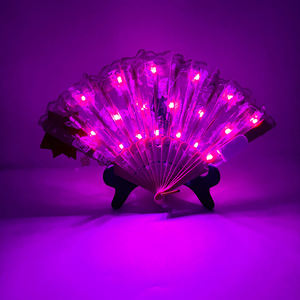 Éventail lumineux LED Lolita de 7 pouces <span class=keywords><strong>en</strong></span> dentelle rose, design rétro de style europé<span class=keywords><strong>en</strong></span> pour Halloween, Comic Con, accessoires <span class=keywords><strong>photo</strong></span>, fournitures de fête - Product Image 2