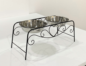 Ensemble de 3 gamelles doubles surélevées pour animaux de compagnie, avec support en fil de fer noir et gamelles en acier inoxydable, pour chiens et chats, station d'alimentation - Product Image 5